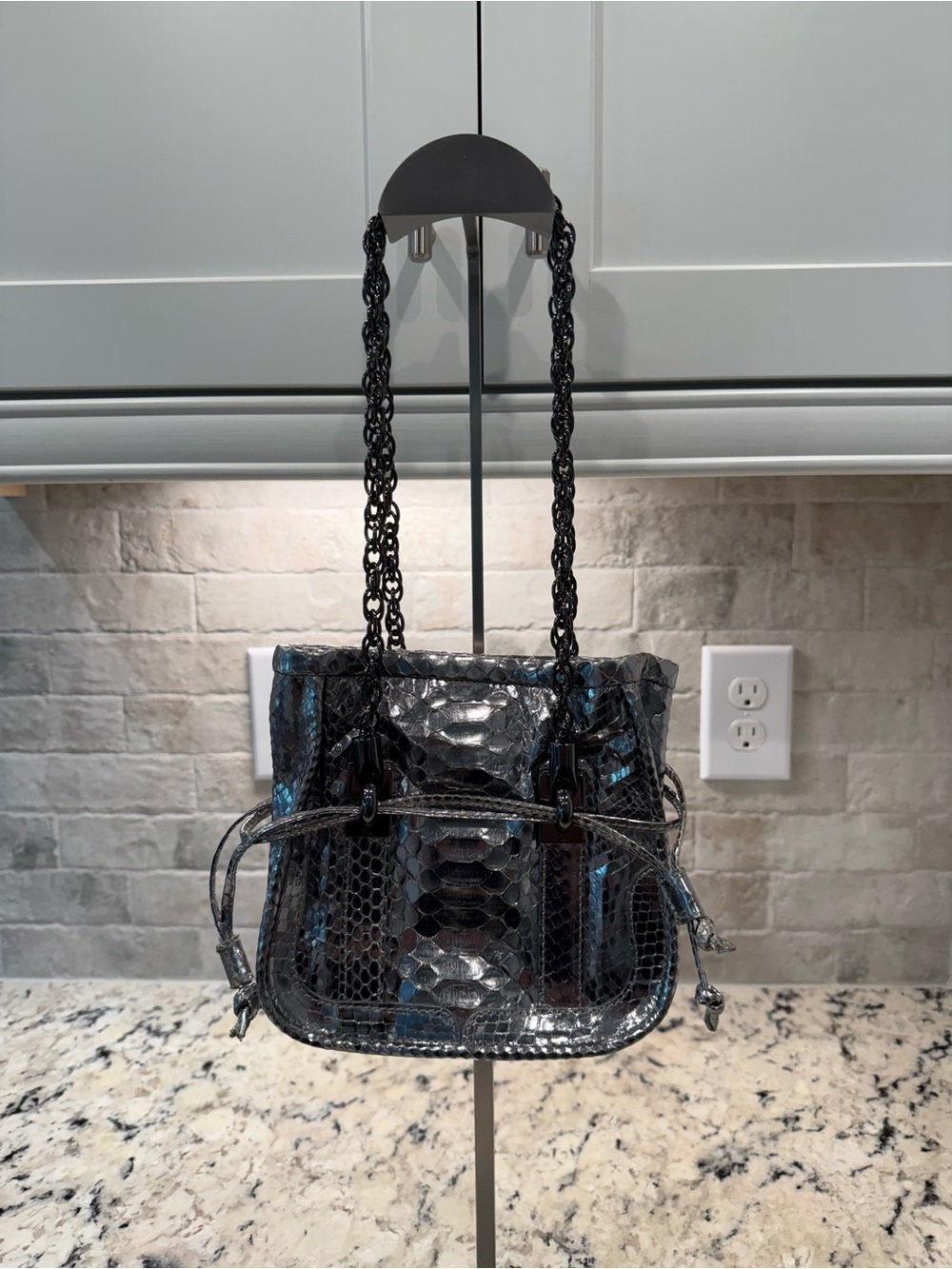 Kate Spade Collective EUC Silver Snakeskin Shoulder Bag